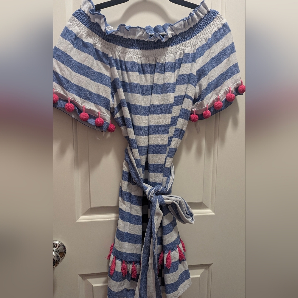 Striped Blue and Pink Dress Size L